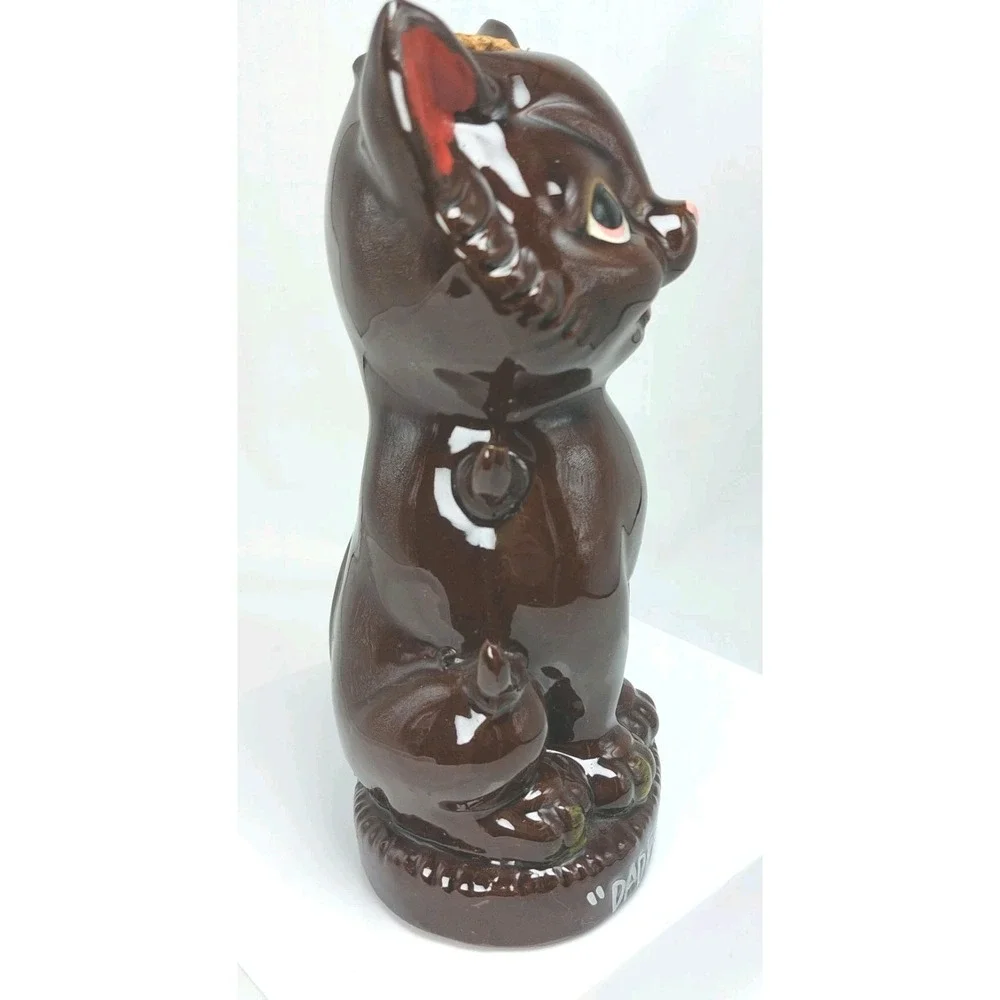 Vintage Dad's Private Stuff‎ Cat Redware Decanter Japan *READ